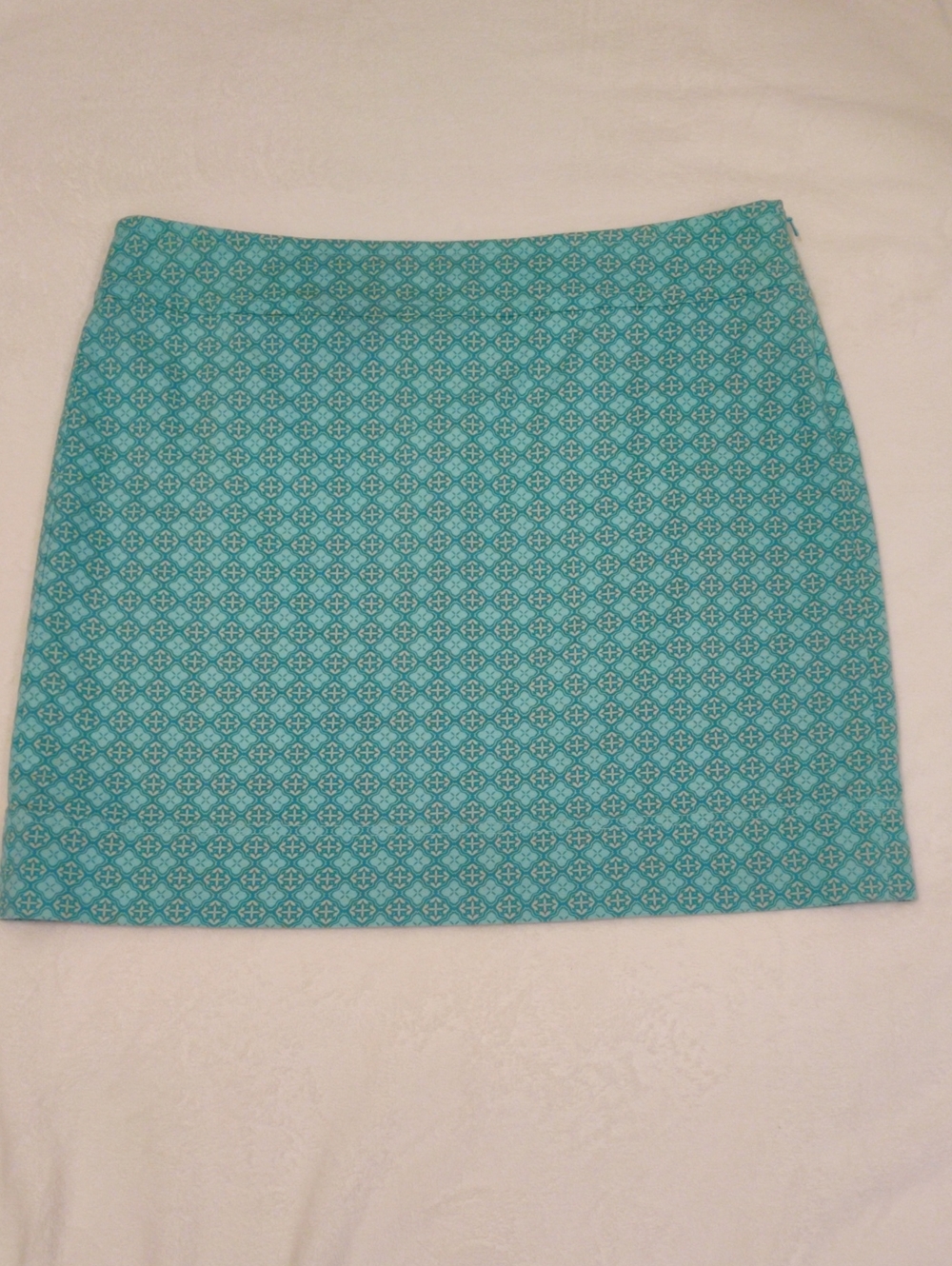 Talbots Teal Mini Skirt with Geometric Print